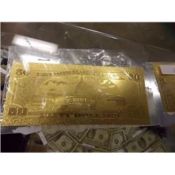 GOLD FOIL BILL - 24K GOLD - USA $50 - not legal tendar