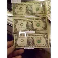 PAPER MONEY'S - USA - $1 BILL - 3 TTL