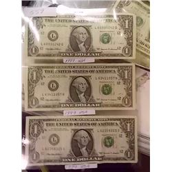 PAPER MONEY'S - USA - $1 BILL - 3 TTL