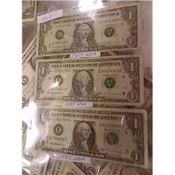PAPER MONEY'S - USA - $1 BILL - 3 TTL