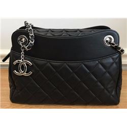 Black Chanel Lambskin Shoulder Shopper Tote Bag Chanel Bag