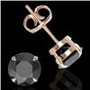 Image 2 : 4 CTW Black VS/SI Diamond Designer Inspired Stud Earrings 14K Rose Gold - REF-100M2F - 21814