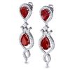Image 2 : 16.57 CTW Royalty Designer Ruby & VS Diamond Earrings 18K White Gold - REF-345R5K - 39513