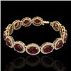 Image 2 : 27 CTW Garnet & Micro Pave VS/SI Diamond Certified Bracelet 10K Yellow Gold - REF-360T2X - 22690