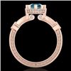 Image 4 : 1.71 CTW Fancy Intense Blue Diamond Solitaire Art Deco Ring 18K Rose Gold - REF-263M6F - 37860