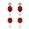 Image 1 : 15.81 CTW Royalty Designer Ruby & VS Diamond Earrings 18K Yellow Gold - REF-309K3R - 38909