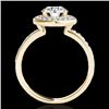 Image 2 : 1.5 CTW H-SI/I Certified Diamond Solitaire Halo Ring 10K Yellow Gold - REF-171M8F - 34380