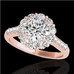 2 CTW H-SI/I Certified Diamond Solitaire Halo Ring 10K Rose Gold - REF-207T3X - 33419