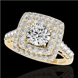 2.05 CTW H-SI/I Certified Diamond Solitaire Halo Ring 10K Yellow Gold - REF-225F5M - 34587