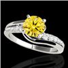 Image 1 : 1.31 CTW Certified Si Intense Yellow Diamond Bypass Solitaire Ring 10K White Gold - REF-156M4F - 351