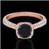1.5 CTW Certified Vs Black Diamond Solitaire Halo Ring 10K Rose Gold - REF-68X2T - 33262
