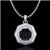 0.75 CTW Fancy Black Diamond Solitaire Art Deco Stud Necklace 18K White Gold - REF-44K5R - 37940