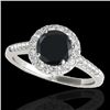 1.5 CTW Certified Vs Black Diamond Solitaire Halo Ring 10K White Gold - REF-72M8F - 33484
