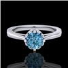 Image 2 : 0.81 CTW Fancy Intense Blue Diamond Solitaire Art Deco Ring 18K White Gold - REF-106M9F - 37334