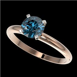 1.02 CTW Certified Intense Blue SI Diamond Solitaire Engagement Ring 10K Rose Gold - REF-136W4H - 36