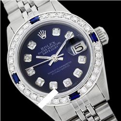 Rolex Men's Stainless Steel, QuickSet, Diam Dial & Diam/Sapphire Bezel - REF-441K8R