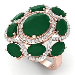 9.86 CTW Royalty Designer Emerald & VS Diamond Ring 18K Rose Gold - REF-218F2M - 39292