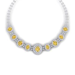 43.20 CTW Royalty Canary Citrine & VS Diamond Necklace 18K White Gold - REF-1490N9Y - 38805