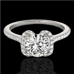 1.33 CTW H-SI/I Certified Diamond Solitaire Halo Ring 10K White Gold - REF-163X5T - 33289