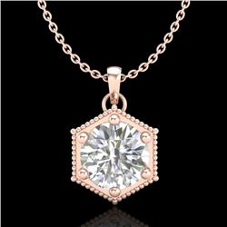 0.82 CTW VS/SI Diamond Solitaire Art Deco Stud Necklace 18K Rose Gold - REF-218M2F - 37221