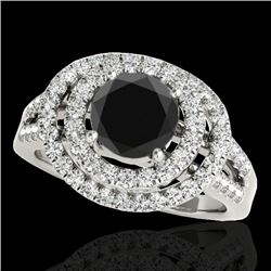 1.75 CTW Certified Vs Black Diamond Solitaire Halo Ring 10K White Gold - REF-101F5M - 34286