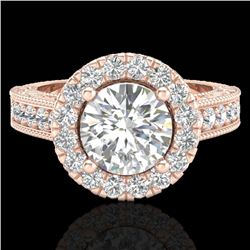 2.25 CTW Vintage Design VS/SI Diamond Engagement Halo Ring 14K Rose Gold - REF-372N2Y - 21116