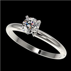 0.52 CTW Certified H-SI/I Quality Diamond Solitaire Engagement Ring 10K White Gold - REF-52X4T - 363