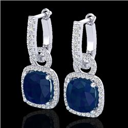 6 CTW Sapphire & Micro Pave VS/SI Diamond Certified Earrings 18K White Gold - REF-118T9X - 22970