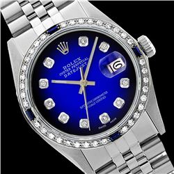 Rolex Men's Stainless Steel, QuickSet, Diam Dial & Diam/Sapphire Bezel - REF-441X8A