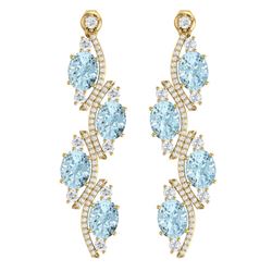 15.72 CTW Royalty Sky Topaz & VS Diamond Earrings 18K Yellow Gold - REF-240W9H - 38990