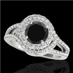 1.9 CTW Certified Vs Black Diamond Solitaire Halo Ring 10K White Gold - REF-98K8R - 34390