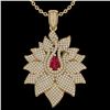 Image 2 : 3 CTW Ruby & Micro Pave VS/SI Diamond Designer Necklace 18K Yellow Gold - REF-257K3R - 22564