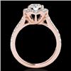 Image 2 : 2 CTW H-SI/I Certified Diamond Solitaire Halo Ring 10K Rose Gold - REF-210M9F - 34079