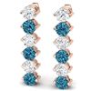 Image 2 : 6 CTW Certified Si/I Fancy Blue & White Diamond Earrings 18K Rose Gold - REF-450M2F - 40213