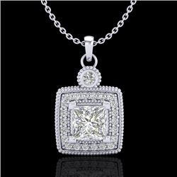 0.91 CTW Princess VS/SI Diamond Art Deco Stud Necklace 18K White Gold - REF-145W5H - 37130