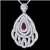 Image 2 : 2 CTW Ruby & Micro Pave VS/SI Diamond Designer Necklace 18K White Gold - REF-169W6H - 21269