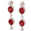 Image 2 : 15.81 CTW Royalty Designer Ruby & VS Diamond Earrings 18K Rose Gold - REF-309F3M - 38908