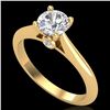 Image 1 : 0.83 CTW VS/SI Diamond Solitaire Art Deco Ring 18K Yellow Gold - REF-200M2F - 37285