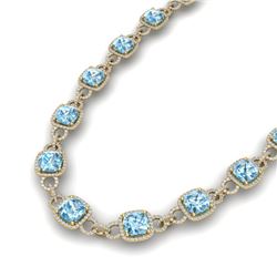 66 CTW Topaz & VS/SI Diamond Certified Necklace 14K Yellow Gold - REF-805K3R - 23054