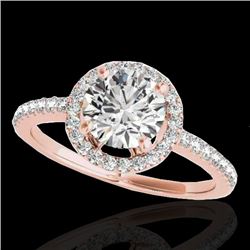 1.4 CTW H-SI/I Certified Diamond Solitaire Halo Ring 10K Rose Gold - REF-172F8M - 34097