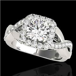 1.65 CTW H-SI/I Certified Diamond Solitaire Halo Ring 10K White Gold - REF-181W3H - 33307