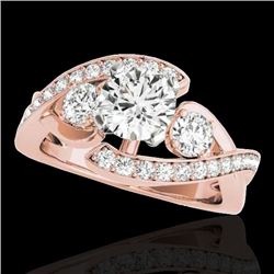 2.01 CTW H-SI/I Certified Diamond Bypass Solitaire Ring 10K Rose Gold - REF-254N5Y - 35046