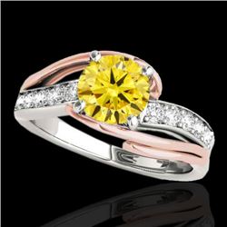 1.5 CTW Certified Si Intense Diamond Bypass Solitaire Ring 2 Tone 10K White & Rose Gold - REF-218F2M