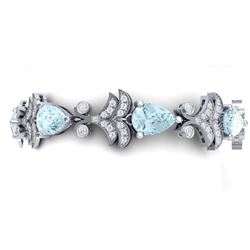 26.1 CTW Royalty Sky Topaz & VS Diamond Bracelet 18K White Gold - REF-381F8M - 38739