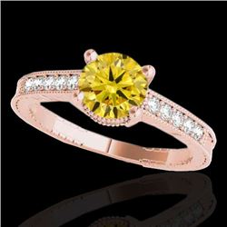 1.45 CTW Certified Si Intense Yellow Diamond Solitaire Antique Ring 10K Rose Gold - REF-200X2T - 347