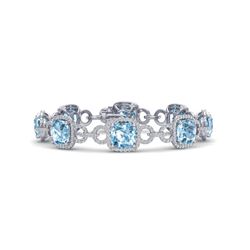 30 CTW Topaz & VS/SI Diamond Certified Bracelet 14K White Gold - REF-368K9R - 23032