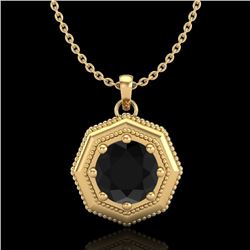 0.75 CTW Fancy Black Diamond Solitaire Art Deco Stud Necklace 18K Yellow Gold - REF-44X5T - 37942