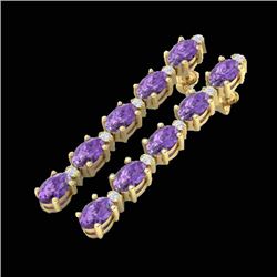 6 CTW Amethyst & VS/SI Diamond Certified Tennis Earrings 10K Yellow Gold - REF-36R4K - 21510