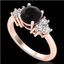 1.5 CTW Fancy Black Diamond Solitaire Engagement Classic Ring 18K Rose Gold - REF-120R2K - 37598