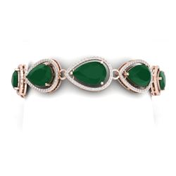 42.47 CTW Royalty Emerald & VS Diamond Bracelet 18K Rose Gold - REF-654H5W - 39556